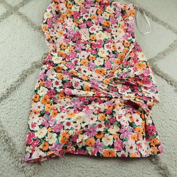 Lulu’s Garden Floral One-Shoulder Faux-Wrap Mini Dress Womens Large - Picture 5 of 15